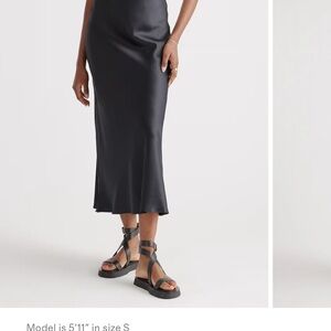 Quince Black 100% Washable Silk Maxi Skirt Size L